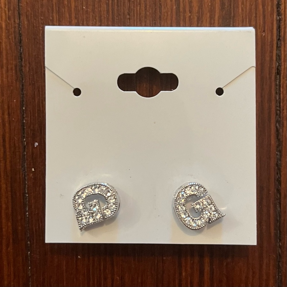 letter G crystal costume earrings for girls